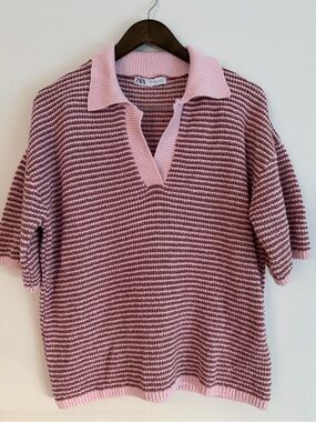 Zara Pink Textured Knit Sweater